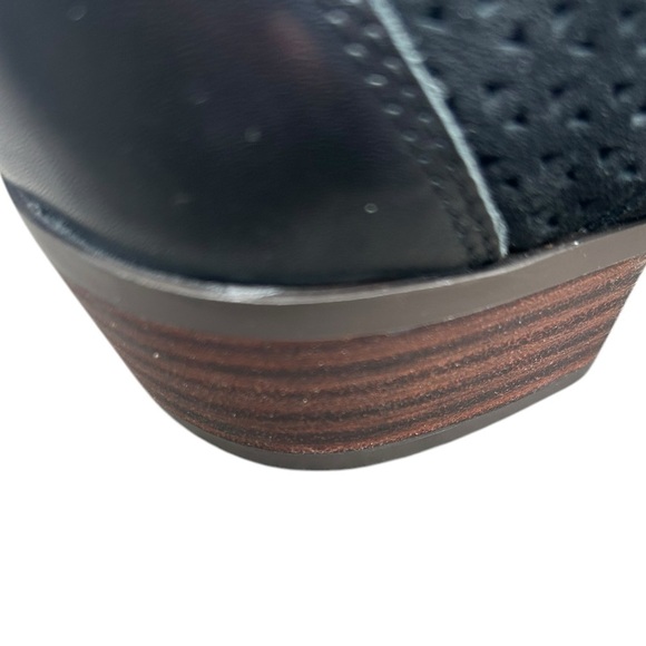 Lucky Brand Belgon Ankle Boots 11 Black Leather Suede Cutouts Pull On - Picture 10 of 14